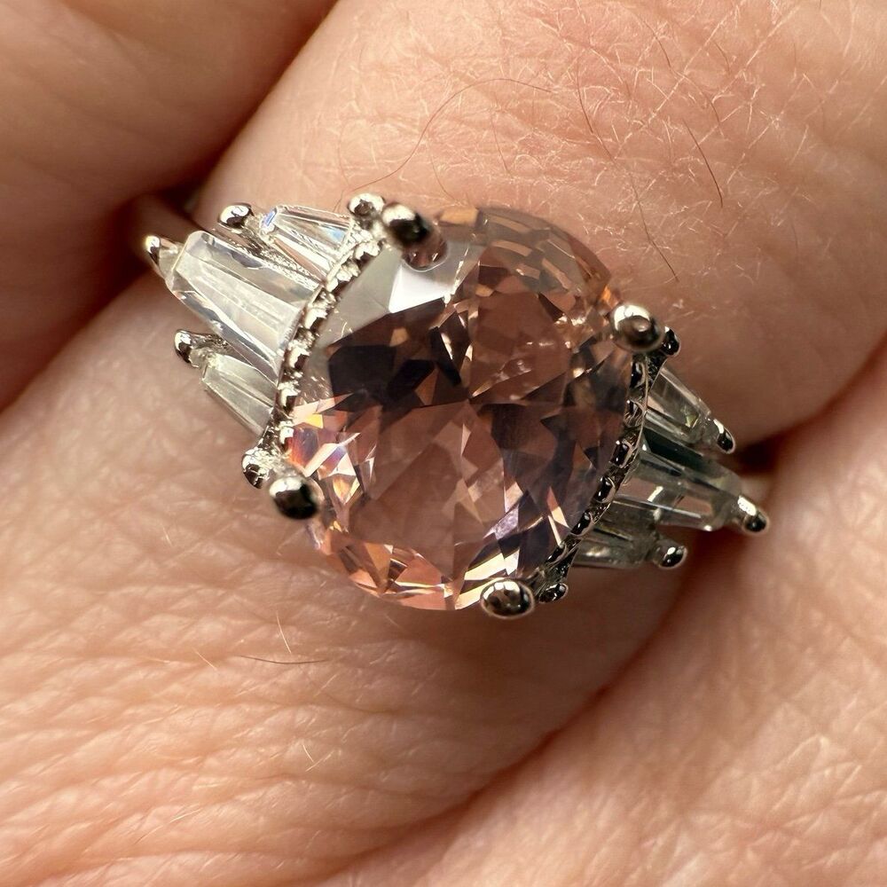 Sterling Silver Lab Created Morganite Ring
